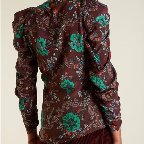 ISABEL MARANT PRINTED GATHERED SHOULDER BLOUSE 38 - Picture 4 of 9